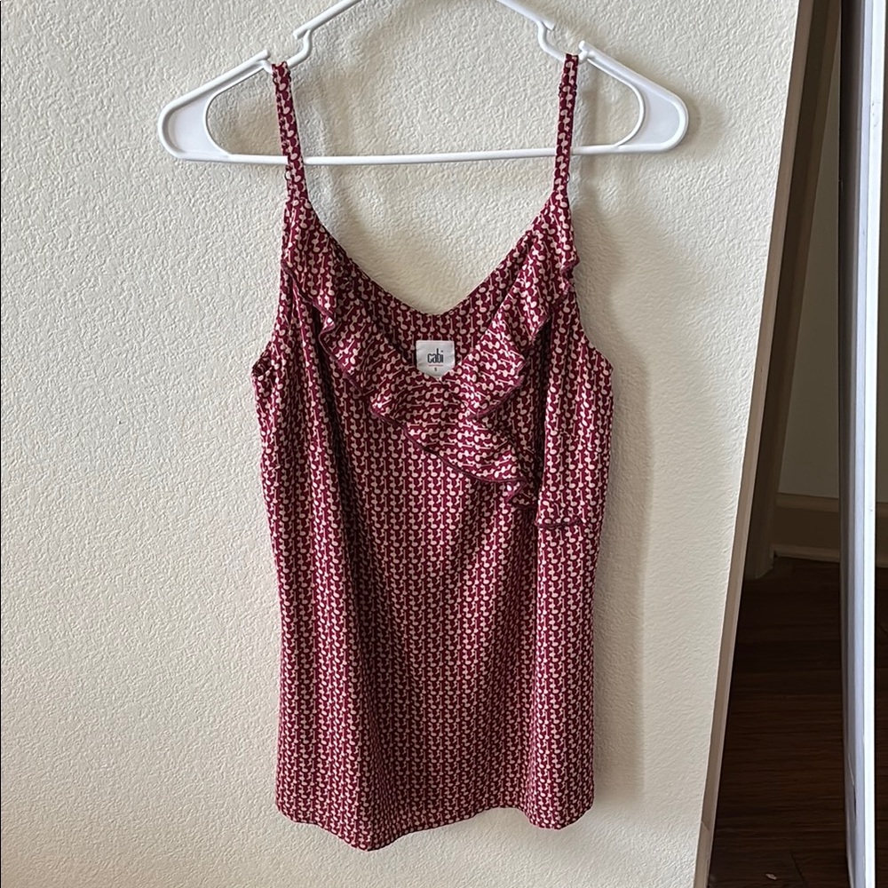 CAbi Pink and White Patterned Tank Top